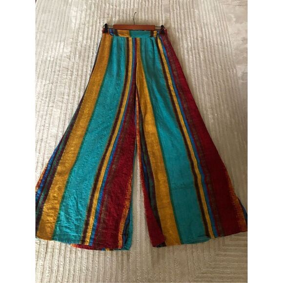 CIDER STRIPED ELASTIC WAIST WIDE LEG TROUSERS SZ M - Picture 11 of 14